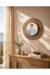 SODEF Coastal Coral Design Wall Clock 16.9 inches Modern Summer Decor Silent Non-Ticking Mechanism for Living Room Beach House Entryway Accent - White