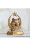 SODEF Custom Gold Wolf Moon Desk Nameplate 10.2 in Height Handmade with Clock and Personalized Name for Office Decor