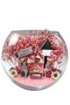 SODEF Lighted Glass Terrarium for Friends - 'Happy Birthday My Dear Friend' Theme with Preserved Flowers, Street Lamp & Decorative Accents, 6 x 5 in Decorative Gift