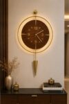 SODEF Mahsertini Masif LED Wall Clock 21.7 x 24.8 in Modern Decorative Metal Clock with Integrated Lighting for Stylish Home Decor - Black