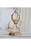 SODEF Personalized Besmele Hilal Ay Yıldız Desk Nameplate Gold Biblo 15 in Height Marble Polyester Mix with Custom Name Base for Office Decor