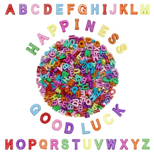Soeoy 12mm Large Letter Beads Colorful Plastic A-Z Mixed Alphabet Shape Beads for DIY Jewelry Making Kit Friendship Bracelet Key Chain and Educators to Learn Letters (Color, 400 Pcs)