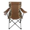 Soft Arm Camo Quad Folding Camp Chair with Built-in Cupholder, Adult Sized, Powder-Coated Rust Resistant Steel Frame, Comes with Carry Bag, Triple Reinforced Corners, Supports Up to 250 Lbs