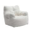 Soft Teddy Fabric Tufted Foam Bean Bag Chair with Teddy Fabric Ivory White