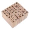 SOIMISS 42 Pcs Wooden Alphabet Number Stamp Set with Breech Wood and Rubber Material, Vintage Style for Crafting and Planner Decoration, Easy Ink Cleaning and Versatile Combinations