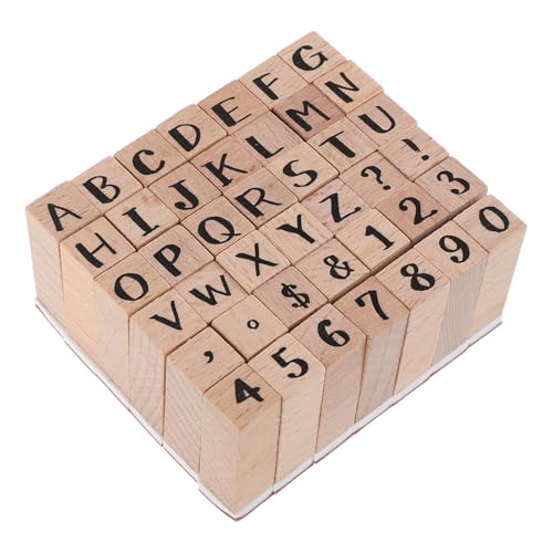SOIMISS 42 Pcs Wooden Alphabet Number Stamp Set with Breech Wood and Rubber Material, Vintage Style for Crafting and Planner Decoration, Easy Ink Cleaning and Versatile Combinations