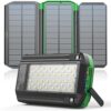 Solar Charger Power Bank 20000mAh Built-in 2 Cables 3 Foldable Solar Panels, 20W Fast Charging Portable Charger with USB C, Camping External Battery Pack with Flashlights +Warning Lights (red +blue)