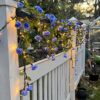 Solar Rose Flower Ivy String Lights,LED Rose Vines Decor，Blue：6.5m 30LED