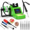Soldering Station, Digital Soldering Iron Kit with 2 Helping Hands, 356°F-932°F (180°C-500°C), Auto Sleep, °C/°F, Ceramic Heater, Solder Wire, 5 Tips, Solder Sucker, Tweezers, Tip Cleaner, Grass Green
