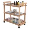 Solid Beechwood Art Cart Storage Organizer with Caster Wheels