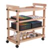 Solid Beechwood Art Cart with Caster Wheels Rolling Studio Storage
