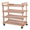 Solid Beechwood Rolling Studio Taboret with Caster Wheels (4 Floors)
