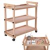 Solid Beechwood Rolling Utility Studio Taboret with Caster Wheels (3