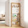 Solid Pine Wood Kids Bookshelf Behind The Door, Wall Mounted Bookcase
