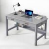 Solid Wood Writing Desk,Home Office Computer Desk With 2 Drawers,Work Table