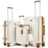 Somago 3 Piece Expandable Luggage Set with Brake Wheels & Cup Holder, 20/24/28 Inch Hardside Spinner Suitcase Set with TSA Lock, Star Moon Pattern Travel Collection for Family Vacation,White Glitter