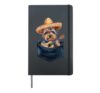 Sombrero Yorkshire Terrier Dog Playing Guitar Cinco de Mayo Hardcover Journal, Black