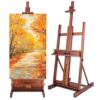 Somime Beechwood H-Frame Artist Studio Easel with Storage Drawer, Walnut