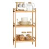 SONGMICS 3 Tier Bamboo Storage Shelf for Bathroom, Kitchen, Bedroom, 45 x 31.5 x 80 cm, Natural BCB073N01