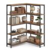 SONGMICS HOME Corner Shelf, 5-Tier L-Shaped or Straight Bookshelf