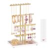 SONGMICS Jewelry Stand Holder Organizer,14.5" Sturdy Hanger for 80 Pcs Jewelry, Gift for Women, Gold UJJS036AB01