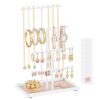 SONGMICS Jewelry Stand Holder Organizer:,14.5" Sturdy Hanger for 80 Pcs Jewelry, Gift for Women, White UJJS036WG03