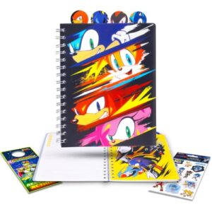 Sonic The Hedgehog Tabbed Journal Bundle - Sonic Notebook w/ 4 Tab Dividers