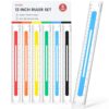 Sooez 6 Pack Ruler 12 Inch, Anti-Slip Clear Rulers for Kids School, Classic