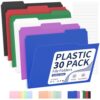 Sooez Plastic File Folders, 30 Pack Letter Size Colored Folders with Labels