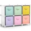 Sorbus 6 Cube Storage Organizer with 6 Fabric Storage Bins, Closet Organizers and Storage with 11 Inch Multicolored Baskets for Bedroom, Playroom and Drawer Organizer for Clothes, Toys and Books