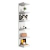 Sortique 6-Tier Wall Shelf Unit with USB Rechargeable LED Light (Remote Controlled),Vertical Floating Lack Shelf,Display Shelves for Storage-White