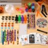 Soulchen 24 Pack Halloween Set, DIY Giant Lollipop Party Favors with Pencils, Erasers, Slap Bracelets, Stamps, Stickers, Tags, Non Candy Goodie Bag Stuffers for Trick or Treat Party