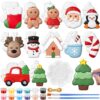 Soulchen 24 Sets Christmas Ceramic Painting Kit DIY Ceramic Paint Your Own Xmas Plaster Santa Snowman Gingerbread Man Crafts Ornaments -Christmas Coloring Crafts for Kids DIY Paint Activity Set