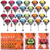Soulchen 24 Sets Halloween Parachute Toys Include 24 Parachutes 24 Halloween Ornaments 24 Thank You Cards and 24 Plastic Bags Tangle Free Outdoor Flying Parachute for Party Favors Gifts