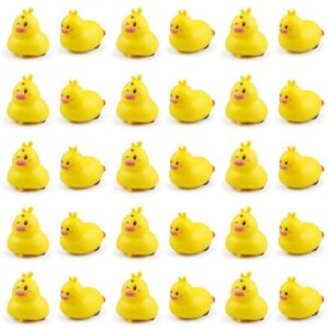 Soulchen 30 Pcs Lucky Yellow Ducks Quiet Critters with Plastic Jar, Small Yellow Ducks Classroom Behavior Management Reward Tool, Homeschool Educational Learning Gift for Kids