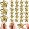Soulchen 48 Pcs Gold Star Stress Balls 2.2 Inch Inspirational Squeeze Balls Bulk Relief Anxiety Employee Appreciation Awards Foam Mini Motivational Stars for Coworkers Rewards Bag Fillers Party Favors