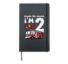 Sound The Alarm Im 2 Firetruck 2nd Birthday Bday Boys Kids Hardcover Journal, Black