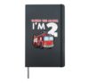 Sound The Alarm Im 2 Fire Truck 2nd Birthday Party Boys Kids Hardcover Journal, Black