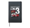 Sound The Alarm Im 3 Firetruck 3rd Birthday Bday Boys Kids Hardcover Journal, Black