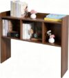 soxvqro Desk Bookshelf for Computer Desk, 3Tier Desk Shelves Desktop Organizer Shelf, Desk Hutch Organizer for Monitor & Printer, Space-Saving Tabletop Storage Shelving for Office Dorm Room, Walnut