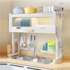 Space-Saving Dish Rack with Lid29.5-Inch White Drainer for Drying Plates & Cutlery - Kitchen nizerCompact & Functional Design for Small Spaces