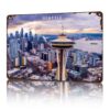 Space Needle Seattle Vintage Metal Wall Art Signs 8X12 In