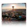 Space Needle Seattle Vintage Metal Wall Art Signs 8X12 In