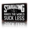 Space Rocket Stargazing Vintage Metal Wall Art Signs 8X12 In