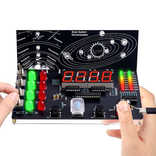 Space System Simulation Soldering Project, ICSTATION DIY Spaceship Control System Soldering Practice Kit with LED Lights Simulated Rocket Launch Kit for STEM Learners,Electronics Enthusiasts, Makers