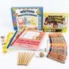 SparkBright Club Deluxe Preschool Writing & Art Bundle – Handwriting Practice Workbook Set with 6 Triangular Pencils, Eraser & Sharpener + 24 Jumbo 3-in-1 Colored Pencils for Kids Ages 3-6