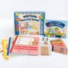 SparkBright Club Preschool Writing & Coloring Bundle – Handwriting Practice Workbook Set with 6 Triangular Pencils, Eraser & Sharpener + 12 Jumbo 3-in-1 Colored Pencils for Kids Ages 3-6
