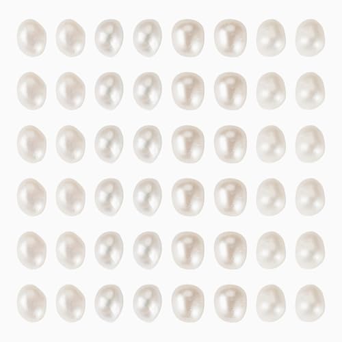 Sparkeads 50pcs Natural Pearl Beads Real Freshwater Cultured Pearl Irregular Oval Round Shaped Loose Spacer Beads Pearls Bulk for Jewelry Making Necklace Bracelet Earring DIY Crafts Undyed
