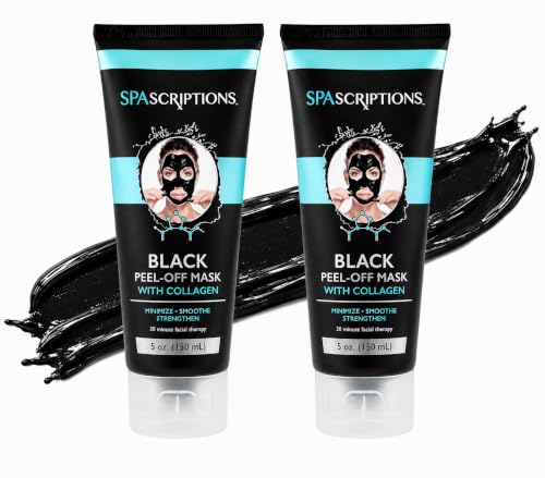 SpaScriptions Collagen Peel Off Face Mask – Firming & Smoothing Skin Mask, Helps Support Skin Texture & Elasticity Appearance, Pore Refining & Deep Cleansing, Skin Conditioning Care, 5 oz (2 Pack)