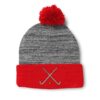 Speedy Pros Pom Pom Beanies for Women Field Hockey Sport A Embroidery Skull Cap Winter Hats for Men Acrylic 1 Size Heather Gray Red Design Only